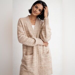 Madewell Space-Dyed Cozy Long‎ Cardigan Neutral Soft Knit Sweater Size S